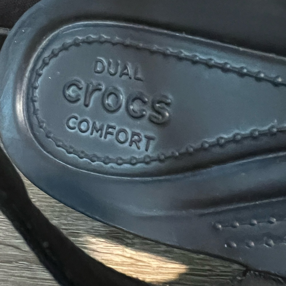 Crocs Leigh Ann Black Slingback Wedge heels Sandals Women’s size 9 comfort shoes - Picture 10 of 10